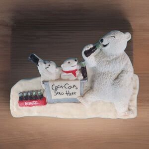 Coca Cola Polar Bear Baby Bears 3D Refrigerator Rubber Magnet 1996 Vintage